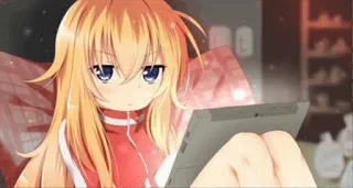😶 anime, girl, tablet, cute, cartoon telegram sticker