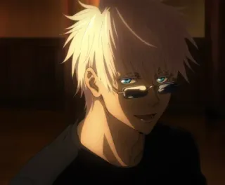😎 Satoru Gojo Jujutsu Kaisen anime, Gojo Satoru, character, white hair, black glasses, male, Jujutsu Kaisen telegram sticker