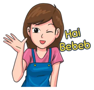 🖐 Hai Bebeb chào hỏi, vẫy tay, hoạt hình, cô gái, hai, bebeb whatsapp sticker