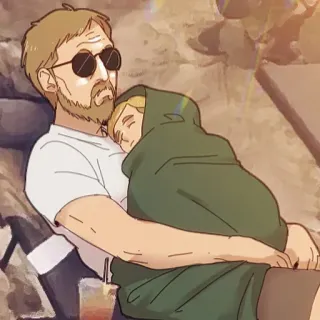 ❤️ homem, pessoa, dormindo, óculos de sol, abraço, afetuoso telegram sticker