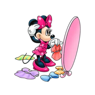 💄 Minnie Mouse Minnie, cartone animato, vestito, specchio, rosa, fiocco telegram sticker