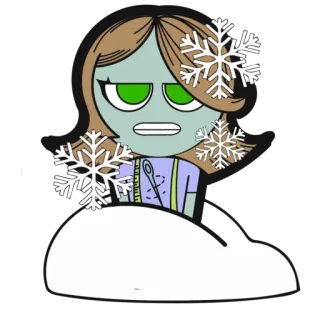 🥶 dessin animé, femme, neige, hiver, personnage, illustration whatsapp sticker