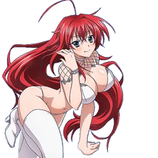 👩 Anime, Garota, cabelo ruivo, biquíni branco, sexy, Fanart telegram sticker