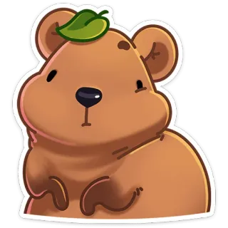 ☺️ tier, süß, bär, cartoon, blatt whatsapp sticker