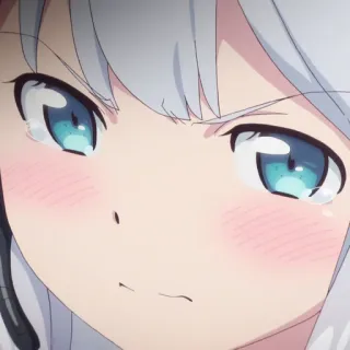 😠 anime, girl, crying, sad, tears, close up telegram sticker