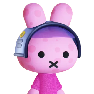 🟣 pink, bunny, character, cute, robot, space, helmet whatsapp sticker