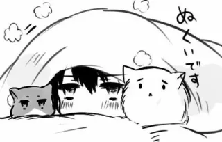 👀 ぬくいです Anime, Gato, Lindo, Cálido, Manta whatsapp sticker
