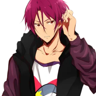 😐 Rin Matsuoka Free! anime, personagem, cabelo ruivo, masculino, mangá whatsapp sticker