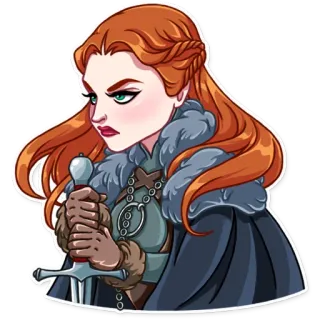 😠 Sansa Stark Game of Thrones sansa stark, game of thrones, winterfell, cheveux roux, fantaisie, épée telegram sticker