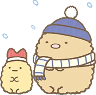 ❄ kawaii, cute, winter, scarf, hat, snow, Sumikko Gurashi, cartoon whatsapp sticker