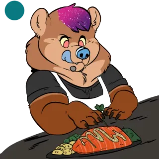 🔥 urso, chef, furry, cozinhar, comida telegram sticker