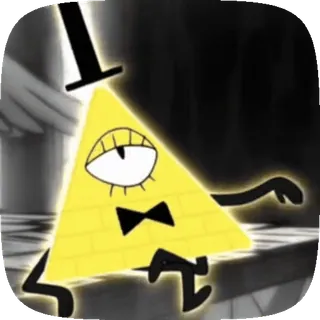 👁 Bill Cipher Gravity Falls dibujo animado, animación, triángulo, amarillo, personaje, programa de tv whatsapp sticker