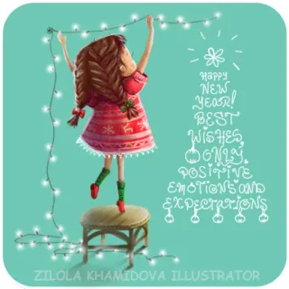 ❄ NEW YEAR! BEST Wishes, POSITIVE EMOTIONS AND EXPECTATIONS nouvel an, salutation, fille, positif, vœux, émotions, attentes whatsapp sticker
