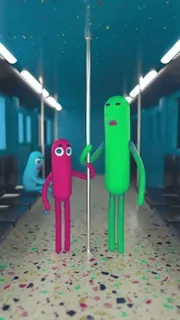 💃 Cartone animato, Personaggio, Animazione, Treno, Metropolitana, Colorato telegram sticker