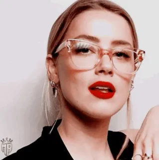 💋 Amber Heard актриса, знаменитость, женщина, портрет, очки telegram sticker