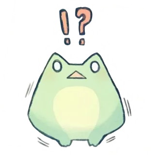 ⁉️ Frosch, Frage, Ausruf, überrascht, verwirrt, niedlich, Cartoon whatsapp sticker