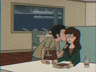 🧃 Daria Morgendorffer Daria kiss, romance, cartoon, couple, Daria, MTV whatsapp sticker