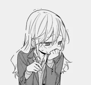 🌟 Anime, Manga, Fille, Étudiante, Monochrome telegram sticker