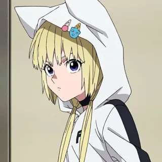 🐱 anime, girl, blonde hair, hoodie, cat ears, cute, kawaii, cartoon whatsapp sticker