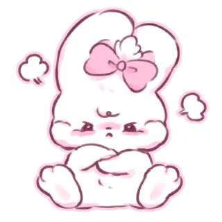 😡 토끼, 귀여운, 화난, 만화, 귀여미, 핑크, 토끼 telegram sticker
