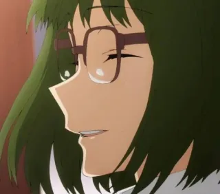 ✏️ Anime, Gafas, Mujer, Pelo verde telegram sticker