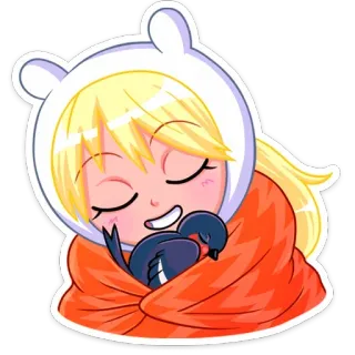 🕊 Desenho animado, Menina, Cobertor, Dormindo, Fofo, Anime, Kawaii telegram sticker