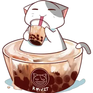 🧋 KMV2T mèo, boba, trà sữa trân châu, đồ uống, dễ thương, kawaii, anime telegram sticker