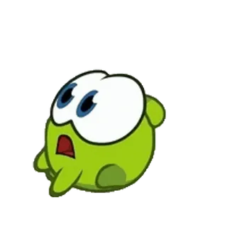 😨 Om Nom Cut the Rope Om Nom, Cut the Rope, xanh lá cây, hoạt hình, nhân vật, dễ thương telegram sticker