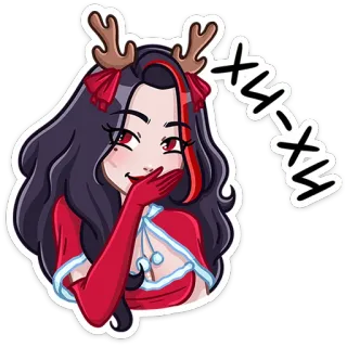 😅 Xx-Xx Kartun, Wanita, Natal, Liburan, Rusa kutub, Lucu telegram sticker