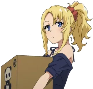 😐 anime, girl, blonde, panda, box telegram sticker