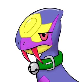 😑 Ekans Pokemon эканс, покемон, змея, фиолетовый, желтый, аниме, игра telegram sticker