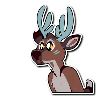 😮 cerf, dessin animé, animal, mignon, bois telegram sticker