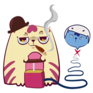 💣 gato, cigarro, dibujo animado, fumando, sombrero, bomba, detonador telegram sticker
