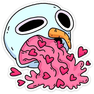 🥰 vomiting, love, hearts, cartoon, snowman, sick telegram sticker
