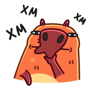 🤔 XM XM XM 動物, 漫画, 表情, ウィンク telegram sticker