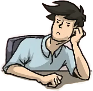 🙁 ennuyé, épuisé, bureau, homme, dessin animé whatsapp sticker