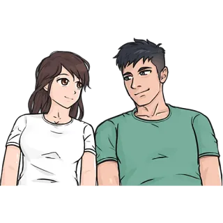 😏 만화, 커플, 로맨스, 사랑, 관계, 사람, 캐릭터 telegram sticker