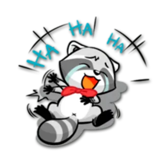 😂 HA HA HA raton laveur, dessin animé, rire, drôle, animal, nœud papillon, haha whatsapp sticker