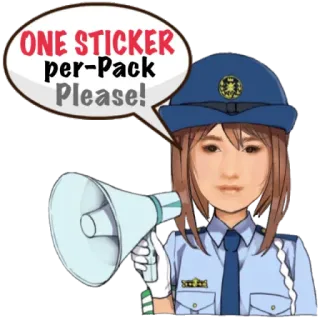 1️⃣ ONE STICKER per-Pack Please! naklejka, policja, mundur, megafon, kobieta telegram sticker