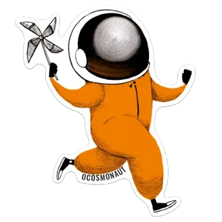 🎮 OCOSMONAUT astronaut, space, pinwheel, fun, running, cosmos, space suit whatsapp sticker