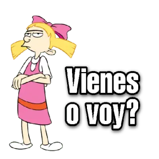 😀 Helga Pataki Hey Arnold! Vienes o voy? cartoon, spanish, sticker, hey arnold, helga pataki telegram sticker
