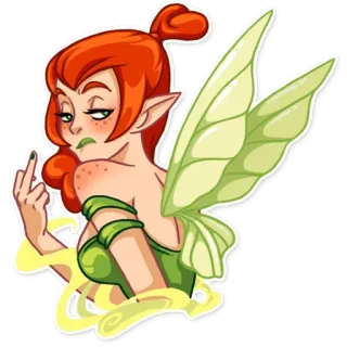 🖕 fata, dito medio, offensivo, cartone animato, fantasy whatsapp sticker