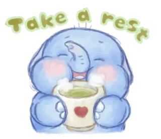 🍯 Take a rest Elefant, Tee, Entspannung, süß, Tier, Cartoon telegram sticker
