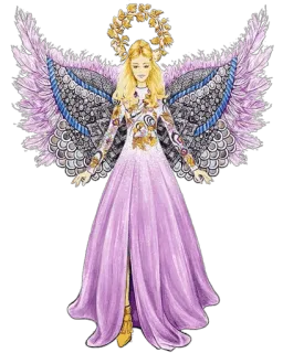 👼 Engel, Flügel, Kleid, Heiligenschein, Frau, Blumenmuster, Pastell telegram sticker