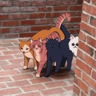 🐈 katzen, tiere, cartoon, süß, haustier, wand telegram sticker