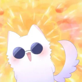 💮 cat, sunglasses, cute, animal, white, kawaii telegram sticker