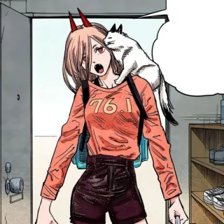 🗯 Power Chainsaw Man 76.1 Anime, Manga, Poder, Chainsaw Man, Demonio, Gato whatsapp sticker
