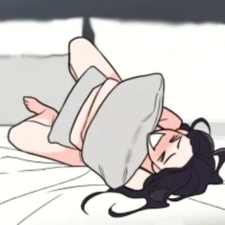 🖤 Anime, Desenho animado, Almofada, Deitado, Cama whatsapp sticker
