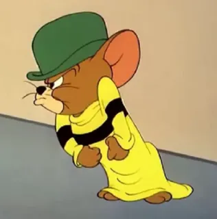 😠 Jerry Mouse Tom and Jerry мультик, мышь, шляпа, желтый, злой whatsapp sticker