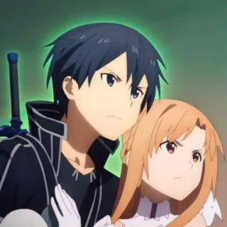 🥰 Kirito Sword Art Online Anime, Sword Art Online, Kirito, Asuna, Fantasía telegram sticker